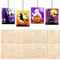 Tinta inacabada Wood Crafts COCHIE Halloween, 10 peças para crianças