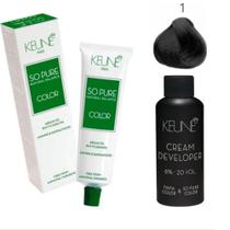 Tinta Keune So Pure 1 Preto + Ox Cream Dev 6% 20Vol