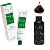 Tinta Keune So Pure 6 Louro Escuro + Ox Cream Dev 6% 20 Vol