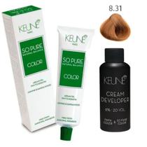Tinta Keune So Pure 8.31 Louro Cl mbar+Ox Cream Dev6%20 Vol