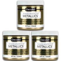 Tinta Metálica DecoArt Champagne Gold Kit com 3 Potes de 236ml Tinta Metálica DecoArt Champagne Gold Kit com 3 Potes de 236ml