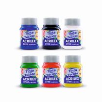 Tinta P/ Tecido Fosca Kit C/ 6 Cores Sortidas Acrilex