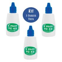 Tinta para Almofada Carimbo 42ml Azul Kit 3 Frascos TC42 Pilot Ideal para Escritórios Lojas Expedição Clínicas