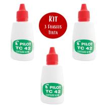 Tinta para Almofada Carimbo 42ml Vermelho Kit 3 Frascos TC42 Pilot Ideal para Escritórios Lojas Expedição Clínicas