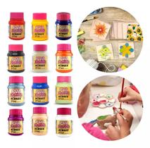 Tinta Para Artesanato Fosca Pva 37ml Kit C/ 12 Cores Acrilex Tinta Para Artesanato Fosca Pva 37ml Kit C/ 12 Cores Acrilex