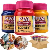 Tinta Para Artesanato Fosca Pva 37ml Kit C/ 30 Cores Acrilex