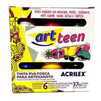 Tinta para artesanato pva fosca 06 cores art teen acrilex Tinta para artesanato pva fosca 06 cores art teen acrilex