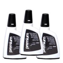 Tinta para Carimbo 90ml Premium, alta pigmentação, almofadas 03 unidades Tinta para Carimbo 90ml Premium, alta pigmentação, almofadas 03 unidades