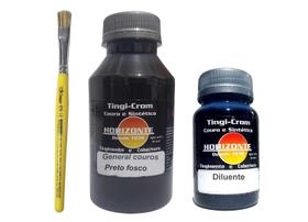 Tinta para couro 250ml e diluente horizonte+pincel depintura