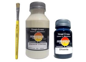 Tinta para couro 250ml e diluente horizonte+pincel depintura