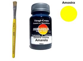 tinta para couro amarelo+ pincel horizonte 100ml