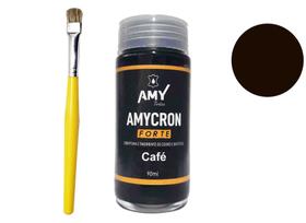 tinta para couro cafe +pincel de pintura amy 100ml