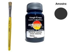 tinta para couro cinza escuro fosco+ pincel horizonte 100ml