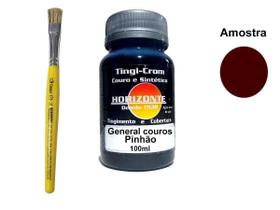 tinta para couro pinhão + pincel horizonte 100ml