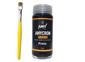 tinta para couro preto +pincel de pintura amy - amycrom