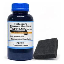 Tinta para Couro Preto Tapcamp Restaurar Banco Sofá 250ml