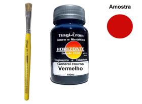 tinta para couro vermelho + pincel horizonte 100ml