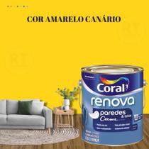 Tinta Para Parede Acrílica Coral Renova Cor Amarelo 3,2l Lavável Premium Antimofo.