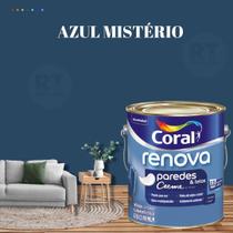 Tinta Para Parede Acrílica Coral Renova Cor Azul 3,2l Lavável Premium Antimofo Cor Azul Céu/Cor Azul Turquesa.