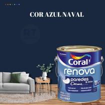 Tinta Para Parede Acrílica Coral Renova Cor Azul 3,2l Lavável Premium Antimofo Cor Azul Céu/Cor Azul Turquesa.
