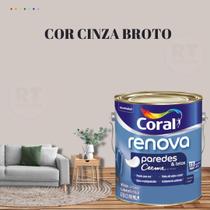 Tinta Para Parede Acrílica Coral Renova Cor Cinza 3,2l Lavável Premium Antimofo Cor Cinza Elefante/ Cor Cinza Véu.