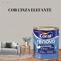 Tinta Para Parede Acrílica Coral Renova Cor Cinza 3,2l Lavável Premium Antimofo Cor Cinza Elefante/ Cor Cinza Véu.