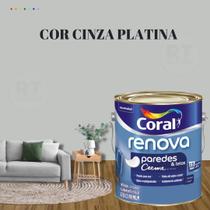 Tinta Para Parede Acrílica Coral Renova Cor Cinza 3,2l Lavável Premium Antimofo Cor Cinza Elefante/ Cor Cinza Véu.