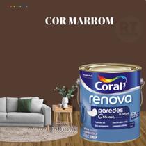 Tinta Para Parede Acrílica Coral Renova Cor Marrom 3,2l Lavável Premium Antimofo.