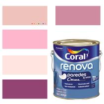 Tinta Para Parede Acrílica Coral Renova Cor Rosa 3,2l Lavável Premium Antimofo.