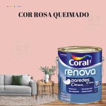 Tinta Para Parede Acrílica Coral Renova Cor Rosa 3,2l Lavável Premium Antimofo.