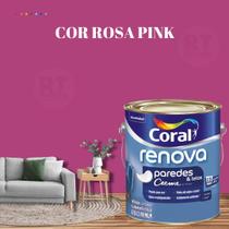 Tinta Para Parede Acrílica Coral Renova Cor Rosa 3,2l Lavável Premium Antimofo.