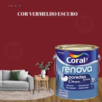 Tinta Para Parede Acrílica Coral Renova Cor Vermelho 3,2l Lavável Premium Antimofo.