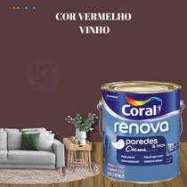 Tinta Para Parede Acrílica Coral Renova Cor Vermelho 3,2l Lavável Premium Antimofo.
