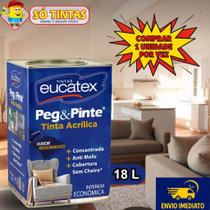 Tinta para Parede Pegue e Pinte Branco Neve 18 Litros Acrílica Eucatex, Anti Mofo, Sem Cheiro,
