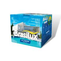 Tinta Para Piscina Azul Pu Kit Esmalte Pu Pinta Fibra Brasilux 4,5 Litros Com Catalisador