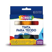 Tinta Para Tecido 15ml Com 6 Cores Sortidas Acrilex