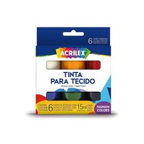 Tinta Para Tecido Acrilex 6 Unidades 15ml Fashion Colors