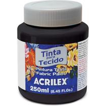 Tinta para Tecido Acrilex Fosca 250ML Preto Pacote com 03 Unidades