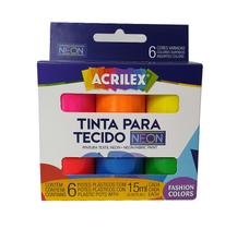 Tinta Para Tecido Art Teen - Acrilex C/ 6 Cores Neon 15ml