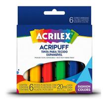 Tinta Para Tecido Expansível Acripuff Acrilex- 6 Tubos 20 Ml