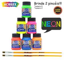 Tinta Para Tecido Fluorescente 37ml Acrilex Kit C/ 3 Cores