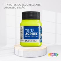 Tinta para tecido fluorescente com 37ml cor amarelo limao