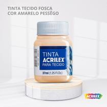 Tinta para tecido fosca com 37ml cor amarelo pessego Tinta para tecido fosca com 37ml cor amarelo pessego