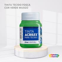 Tinta para tecido fosca com 37ml cor verde musgo Tinta para tecido fosca com 37ml cor verde musgo
