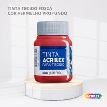Tinta para tecido fosca com 37ml cor vermelho profundo Tinta para tecido fosca com 37ml cor vermelho profundo