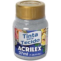 Tinta para tecido glitter 37ml prata acrilex