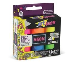 Tinta para Tecido Neon 6 cores - Acrilex