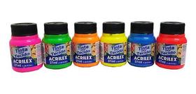 Tinta Para Tie Dye Acrilex Kit C/ 6 Cores 37 Ml Neon Tinta Para Tie Dye Acrilex Kit C/ 6 Cores 37 Ml Neon