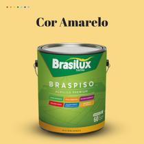 Tinta Piso Externa Acrílica Cores 3,2 litros Lavável Antimofo Brasilux Braspiso /Azul / Amarela / Cinza / Cinza Chumbo / Preta / Verde