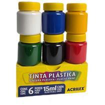 Tinta Plástica Plastic Paint kit 6 Cores 15ml Artesanato Tinta Plástica Plastic Paint kit 6 Cores 15ml Artesanato